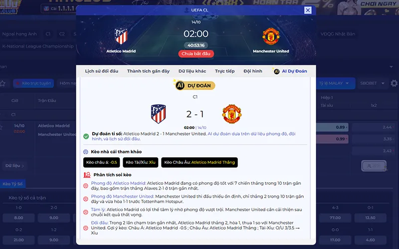 Dự đoán AI Atl Madrid vs Man Utd 02h00 ngày 14/10/2026